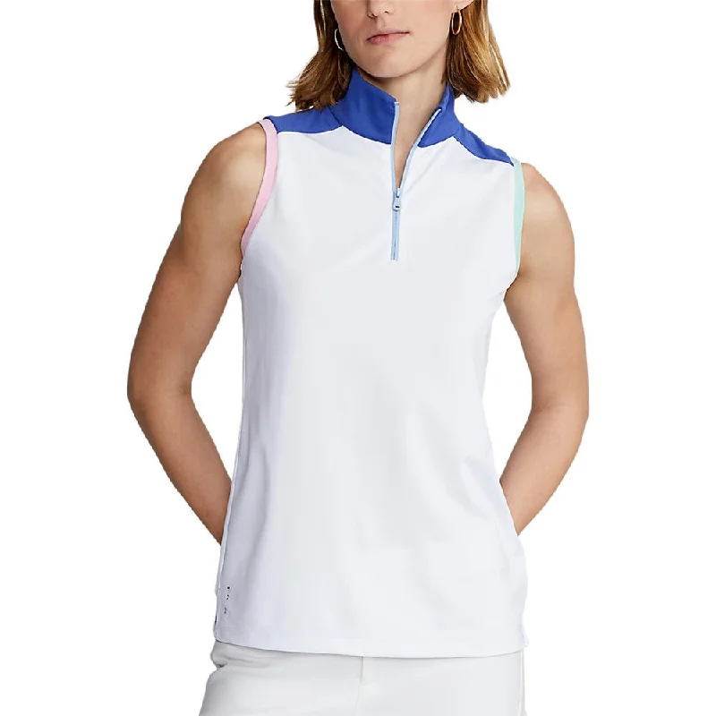 RLX Ralph Lauren Women's Stretch Mesh Sleeveless 1/4 Zip Golf Shirt - Pure White Multi