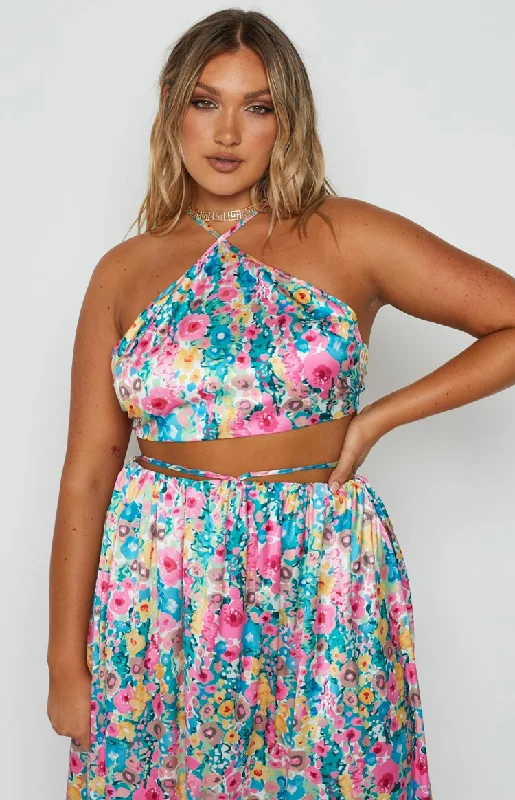 Spring Bouquet Floral Halter Top