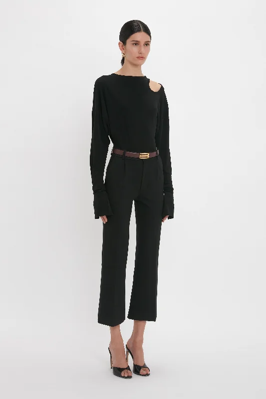 Twist Detail Jersey Top In Black