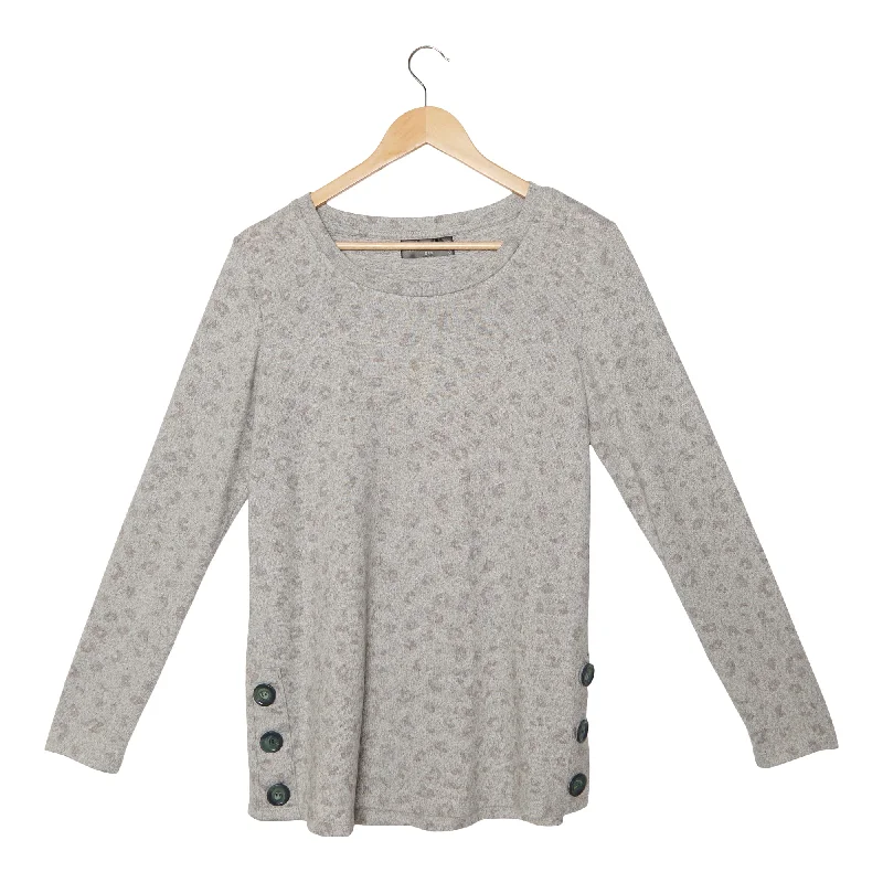 Women's Sweater Knit Top with Side Button Detailing