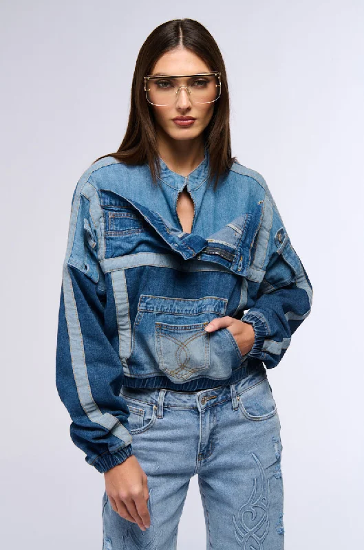 AUBREY DENIM PULL OVER SWEATSHIRT