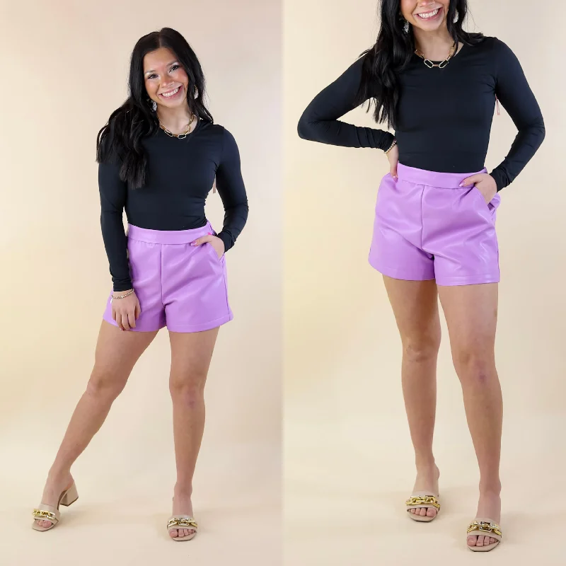 BuddyLove | Vince Vegan Leather Shorts in Lavender