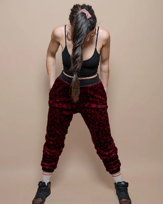 Burgundy Leopard ULTRA SOFT Faux Fur Sweatpants | Women's