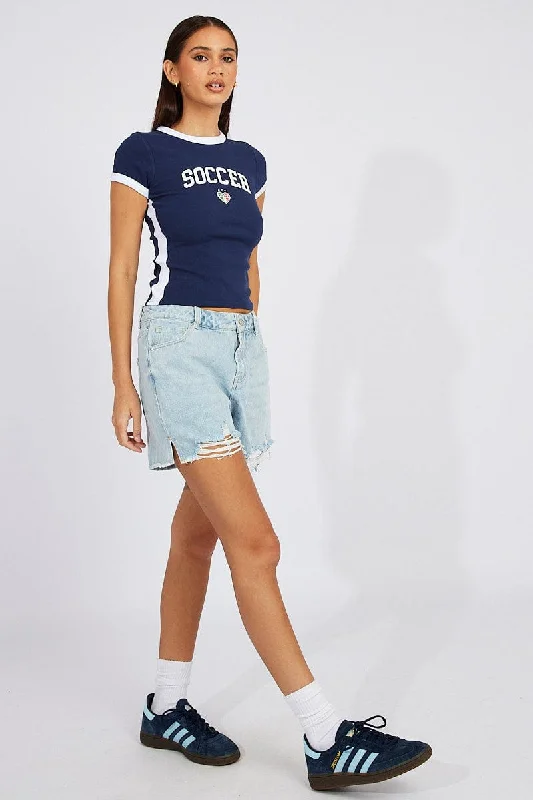 Denim High Rise Denim Shorts Relaxed