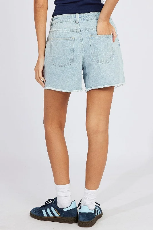 Denim High Rise Denim Shorts Relaxed