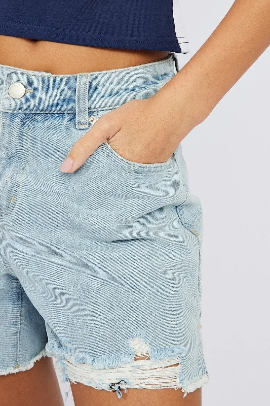 Denim High Rise Denim Shorts Relaxed