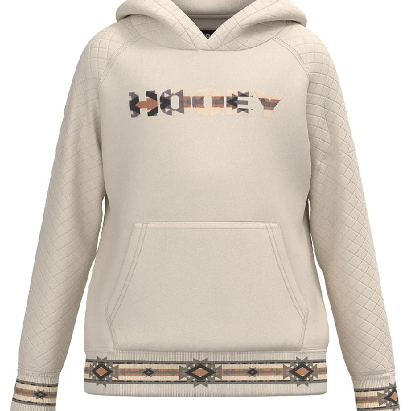 Hooey Women's Quilted Logo Hoodie in Southwestern Cream