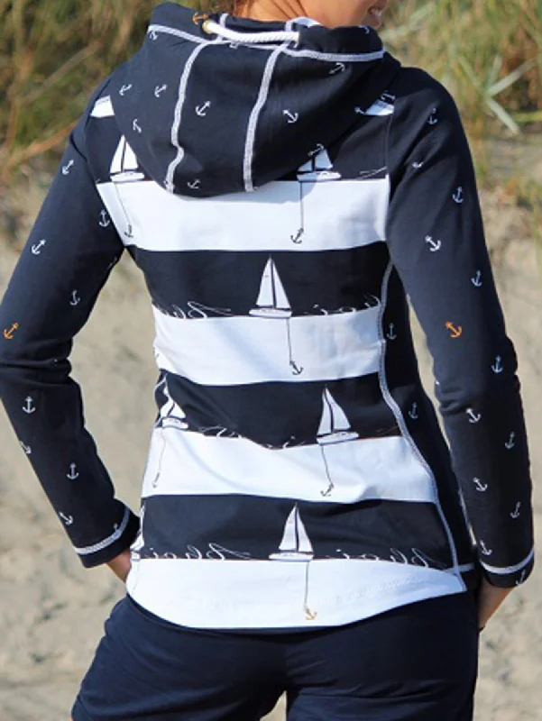 Printed Long Sleeve Hooded Sweatshirt