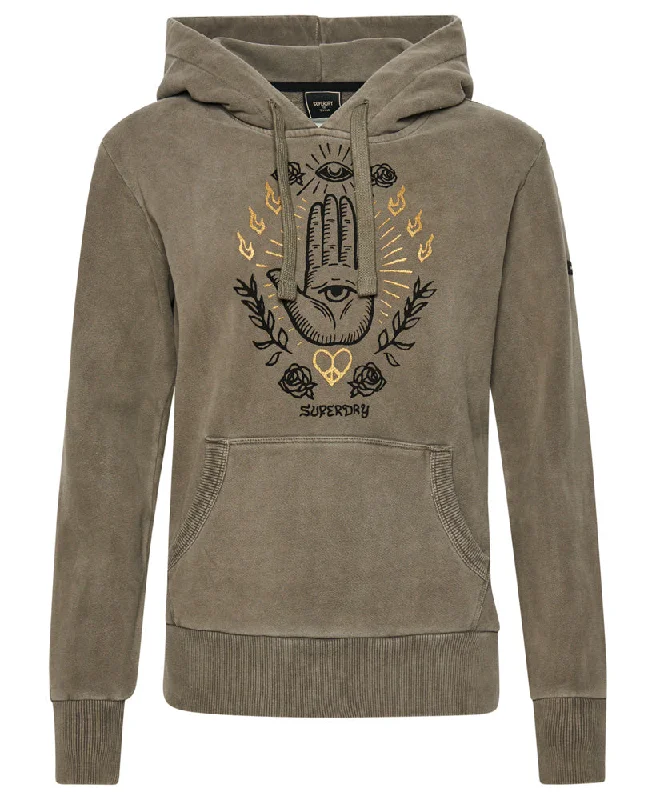 Vintage Peace & Love Hoodie | Dark Khaki