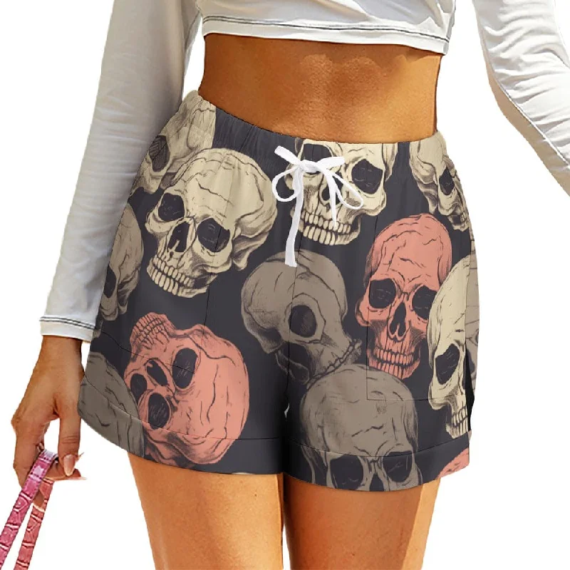 Women's Skulls High Waist Loose Elastic Waist Shorts