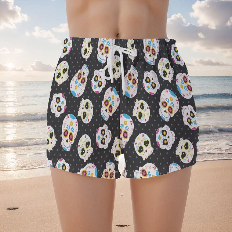 Women's Sugar Skulls Drawstring Waist Shorts