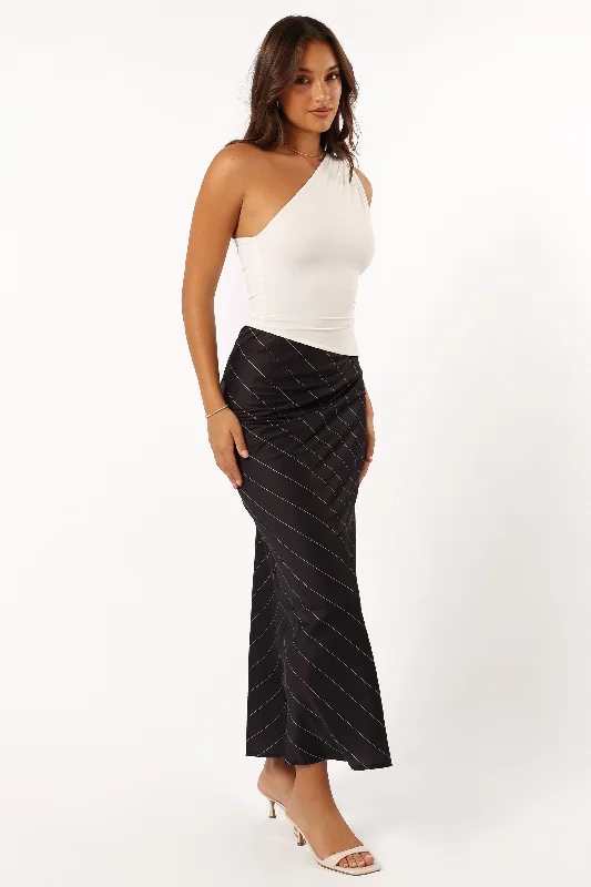 Heidi Stripe Slip Skirt - Black White Stripe