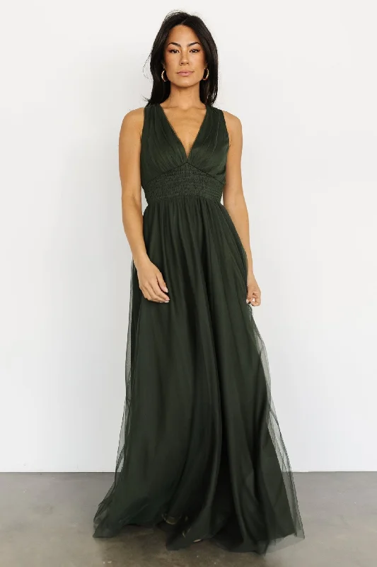 Kamila Tulle Maxi Dress | Juniper Green