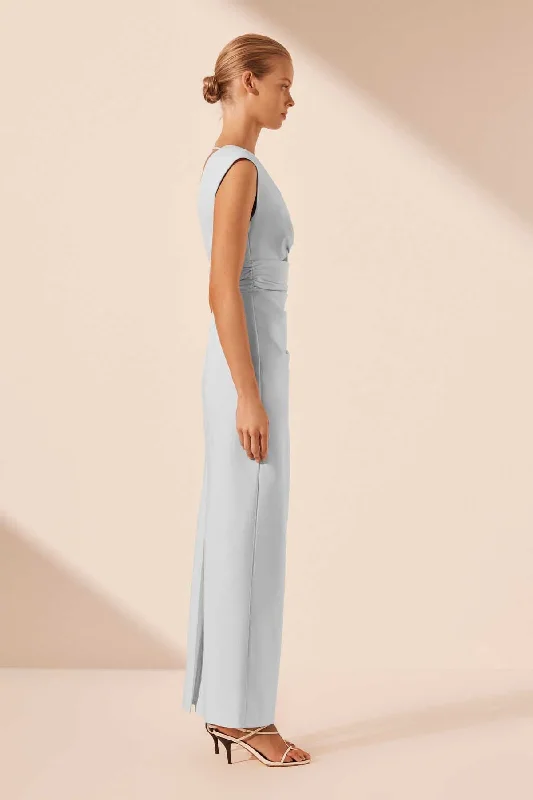 LANI PLUNGED CUT OUT MAXI DRESS - SKY