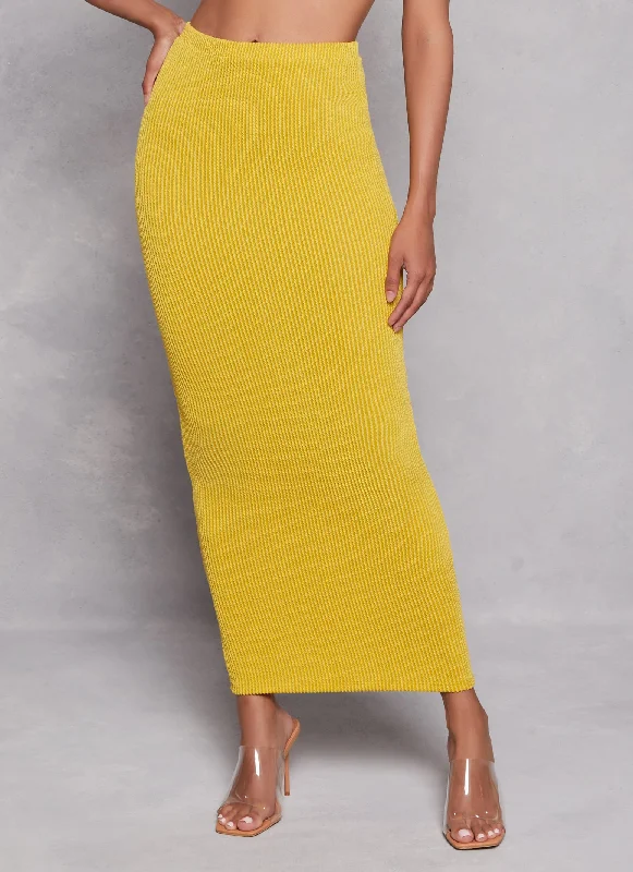 Ribbed High Waist Maxi Skirt