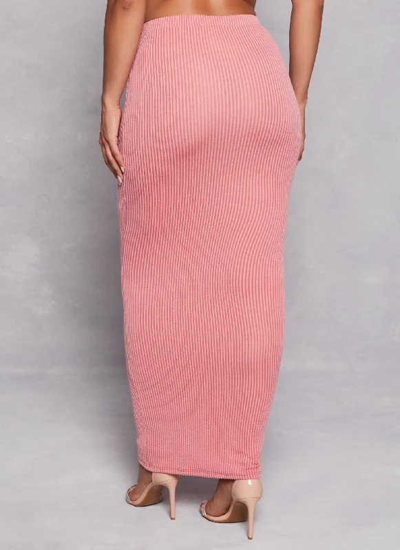 Ribbed High Waist Maxi Skirt