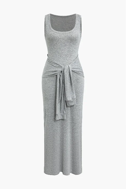 Tank Maxi Dress With Waist Tie