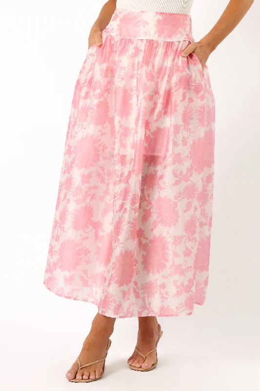 Miami Maxi Skirt - Pink Floral