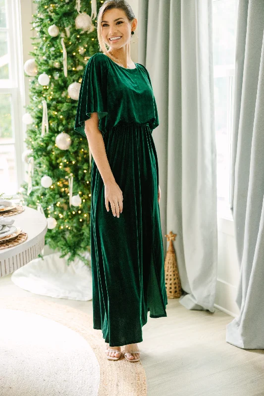 Out On The Dance Floor Emerald Green Velvet Maxi Dress