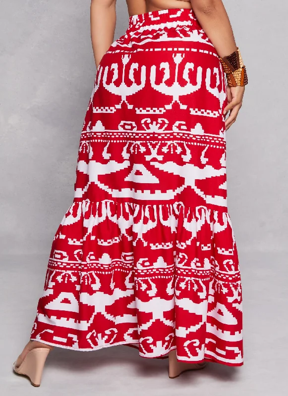 Printed Tiered Maxi Skirt