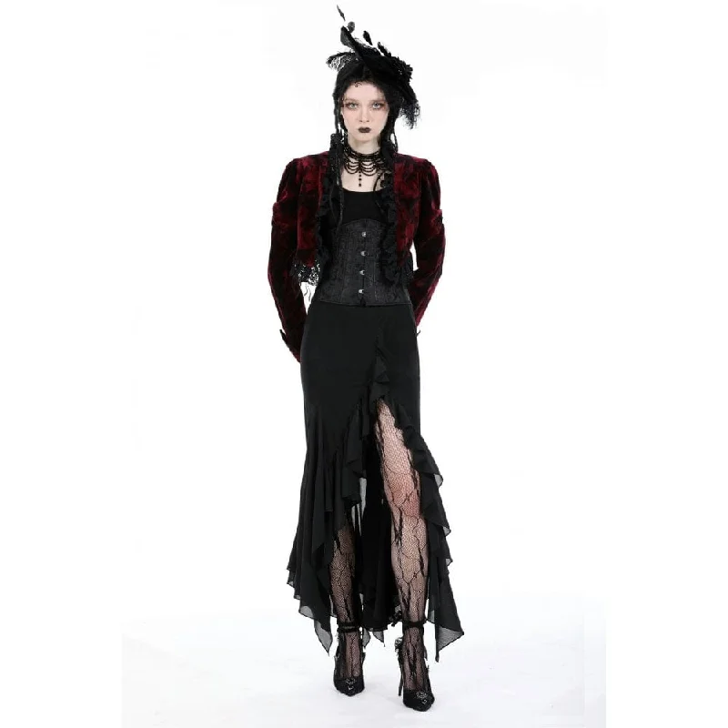 Women's Gothic Side Slit Ruffled Fishtail Skirt