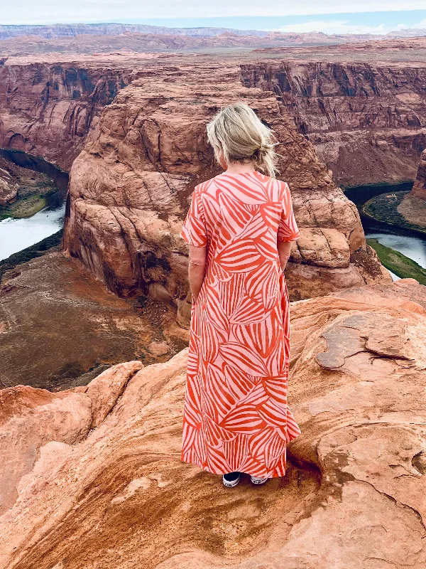 Zion Coral & Orange  Maxi Dress