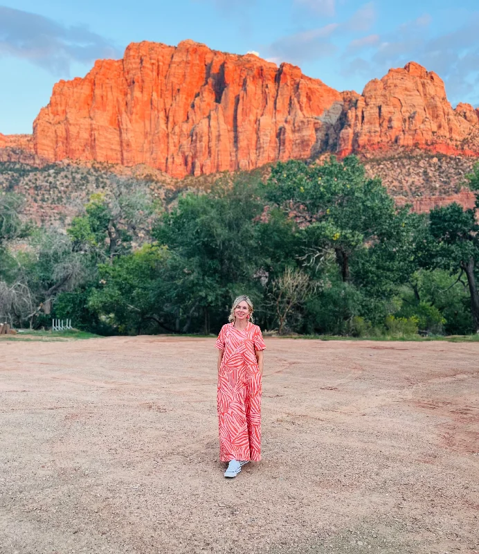 Zion Coral & Orange  Maxi Dress