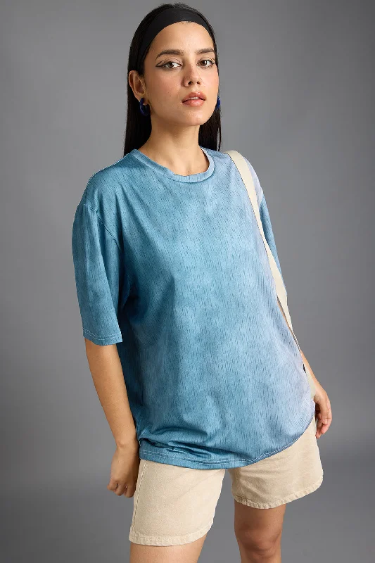 Printed Women's T-Shirt- Drizzle Embroidered Appliqued Beaded