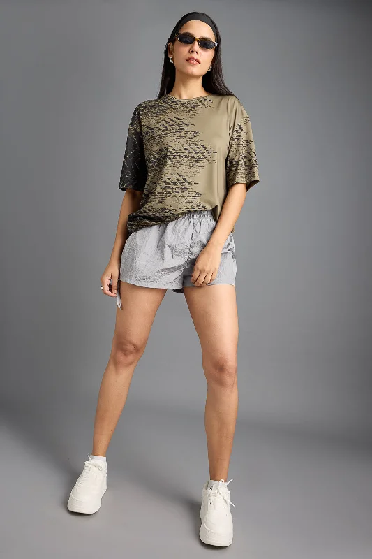 Printed Women's T-Shirt- Forward Solid Print Embellished