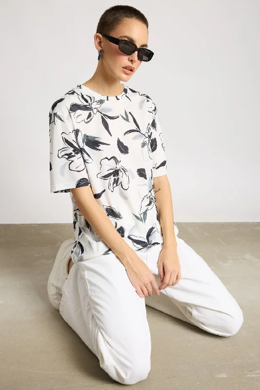 Printed Women's T-Shirt - Frosty Flourish Chenille Brocade Lace