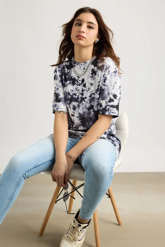 Printed Women's T-Shirt - Fusion Denim Fabric Leather Fabric Suede Fabric