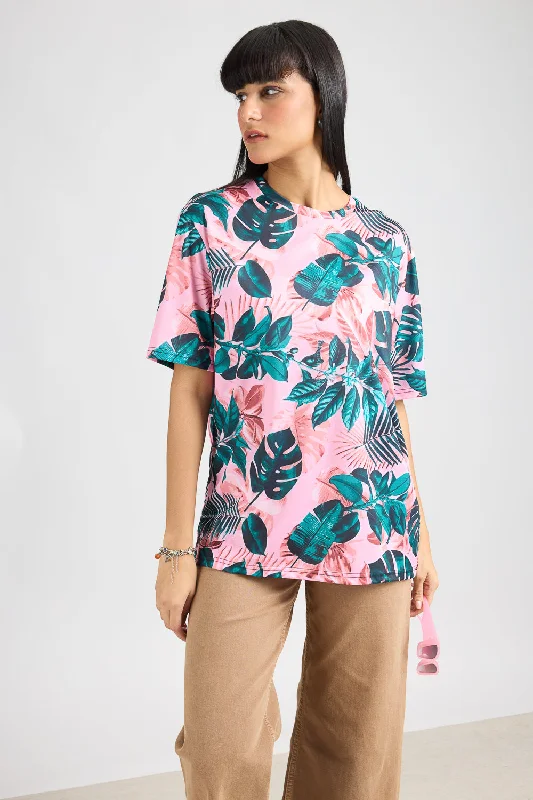 Printed Women's T-Shirt - Green/Pink Polka Dot Checkered Tartan