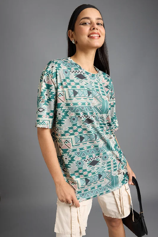 Printed Women's T-Shirt- Tetrix Houndstooth Herringbone Solid
