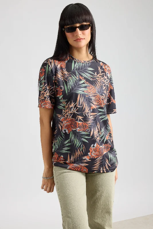 Printed Women's T-Shirt - Tropics Mesh Fabric Canvas Fabric Denim Fabric