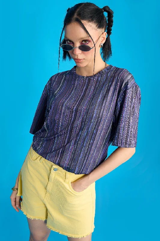 Printed Women's T-Shirt- Trippy Sequined Glittery Shiny