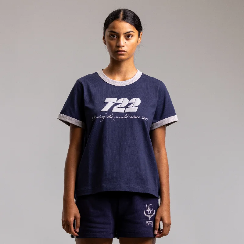 Athletic Vintage Tee Women's NAVY NAVY Print Jacquard Patchwork