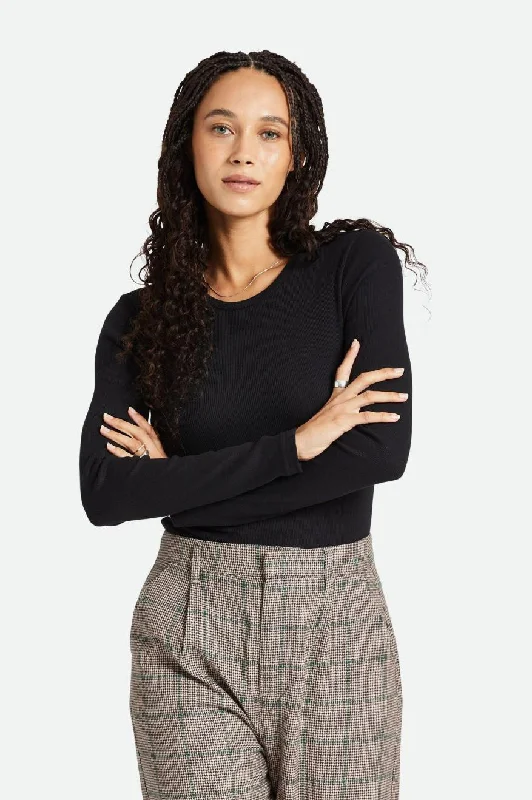Betty L/S Tee - Black Welt Pockets Slit Pockets Flap Pockets