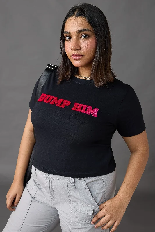 Black Dump Him T-Shirt Rayon Velvet Corduroy