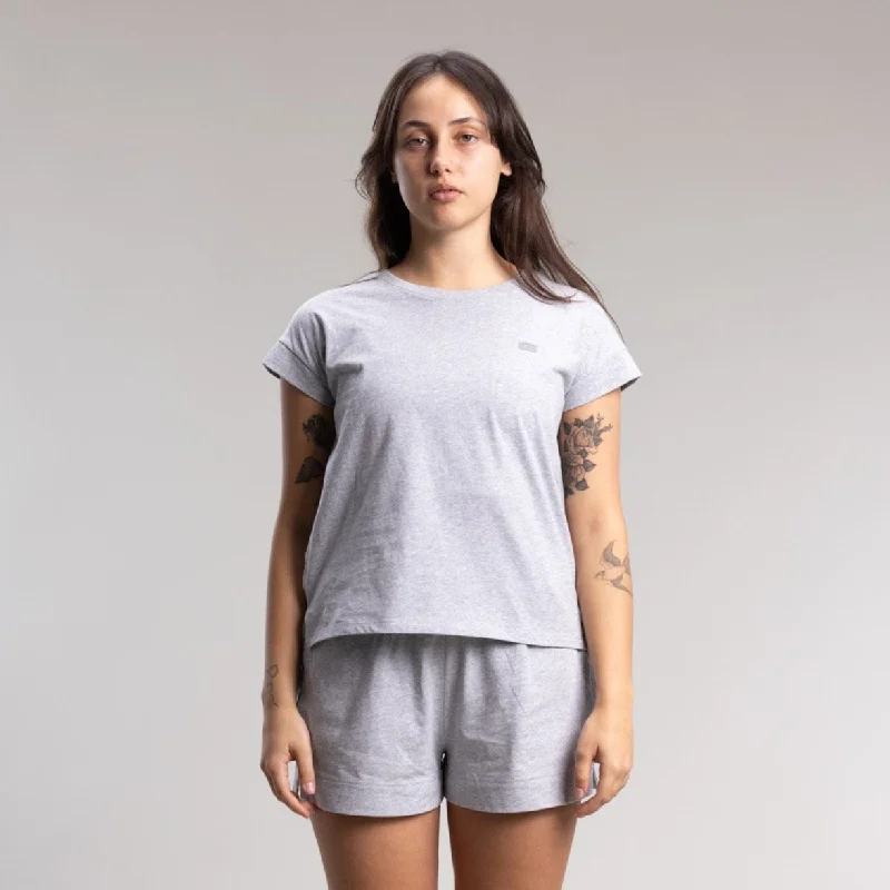 Capsize Box Tee Women's Grey Marle Print Jacquard Patchwork