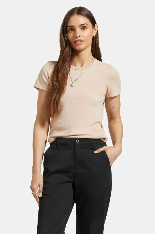 Carefree Organic Garment Dye Slim Crew T-Shirt - Dusty Pink Collared Crew Neck Turtle Neck