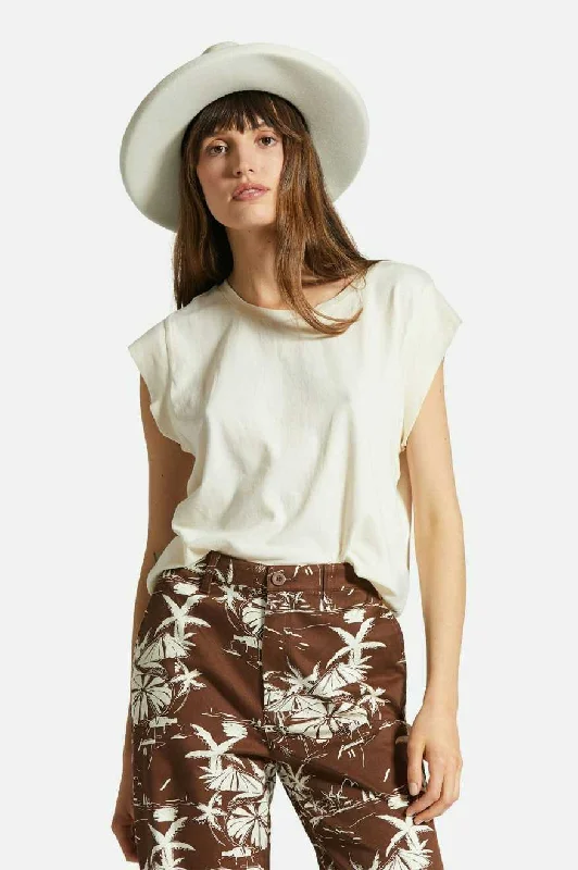 Carefree Organic Garment Dyed Boxy T-Shirt - White Smoke Cashmere Blend Cotton Blend Poly Blend