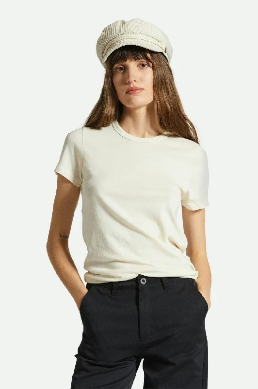 Carefree Organic Garment Dye Slim Crew T-Shirt - White Smoke Front Pockets Side Pockets Patch Pockets