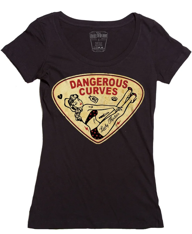 The CURVES Scoop Neck Tee Silk Blend Satin Velvet
