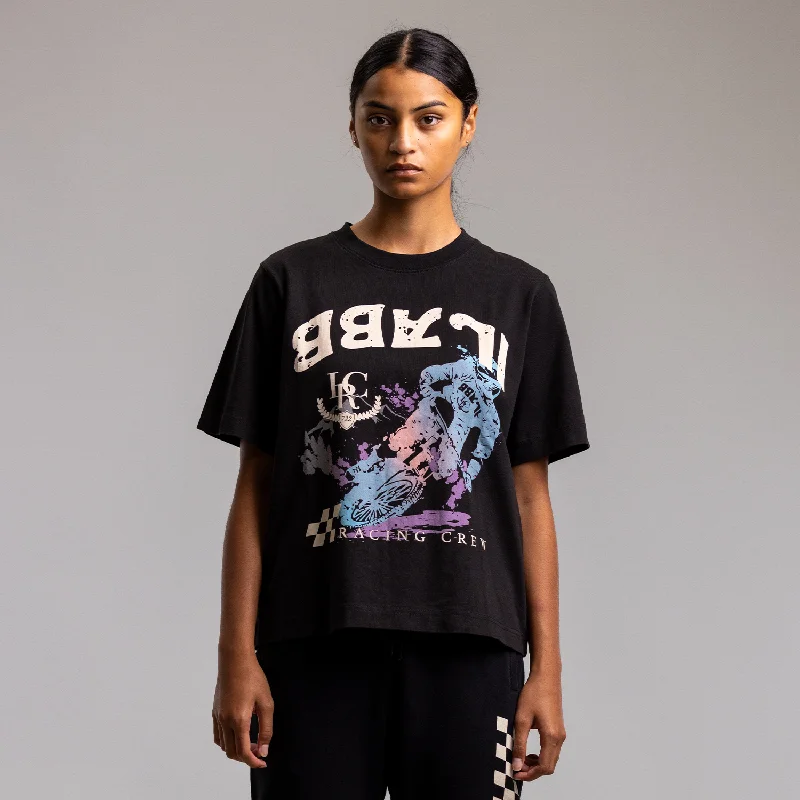 Down Hill Block Tee Womens WASHED BLACK Lace Blend Ribbed Blend Corduroy Blend