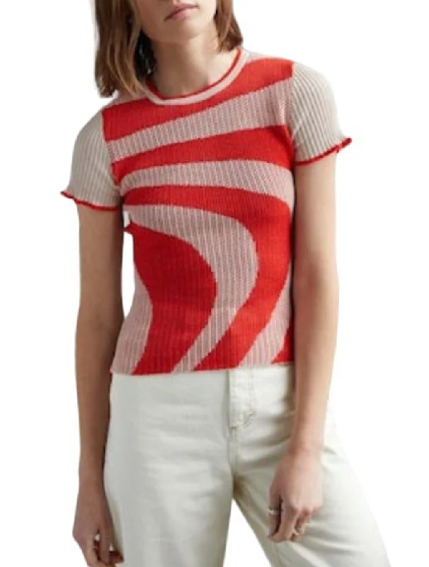Graphic Mesh Tee - AUTUMN CASHMERE Notch Collar Peter Pan Collar Cowl Neck