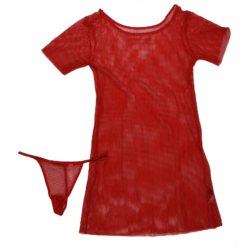 Just Sexy Lingerie Women's 2 Piece Plus Size Mesh Babydoll and Panty Set Iron Safe Non-Iron Wrinkle Free