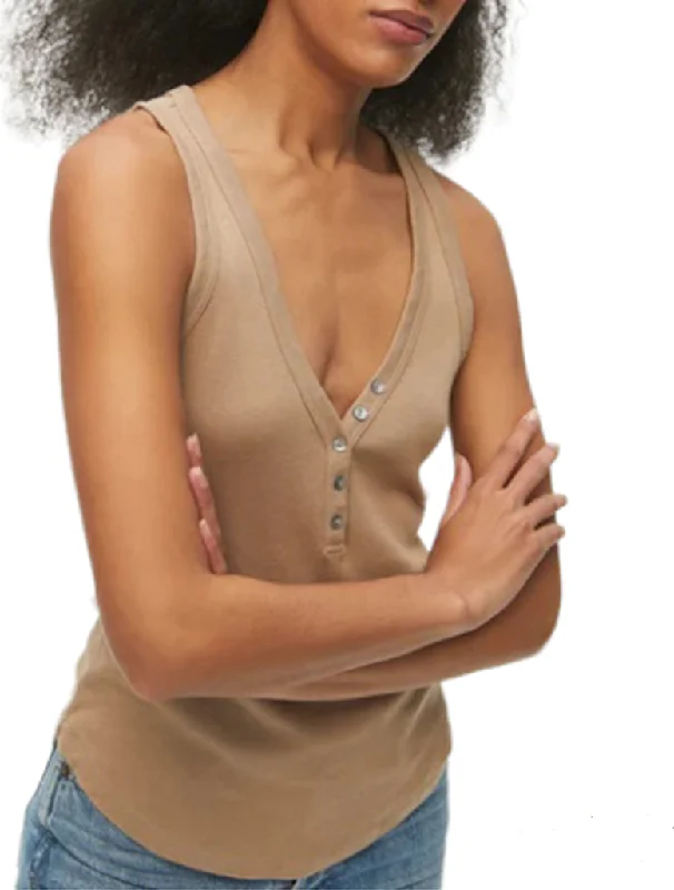 Luna Henley Tank - MICHAEL STARS Chenille Fabric Brocade Fabric Lace Fabric