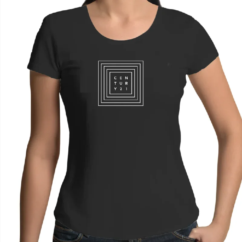 Mali Square Logo Tee - Black Striped Floral Plaid
