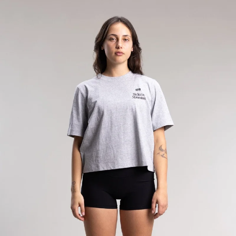 Momentum Relaxed Tee Women's GREY MARLE Embroidered Appliqued Beaded
