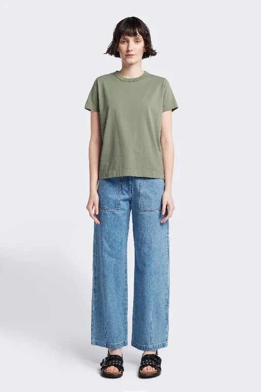 Oceania Tee Sage Green Mesh Canvas Denim